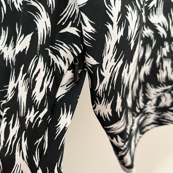 Derek Lam Collection Womens Feather Scarf Neck Dress 38 Black White 3/4 Sleeve - Picture 7 of 10